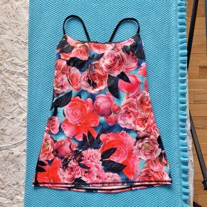 Lululemon DANCING WARRIOR TANK - SECRET GARDEN PRINT - PINK/BLACK/FLORAL (6)
